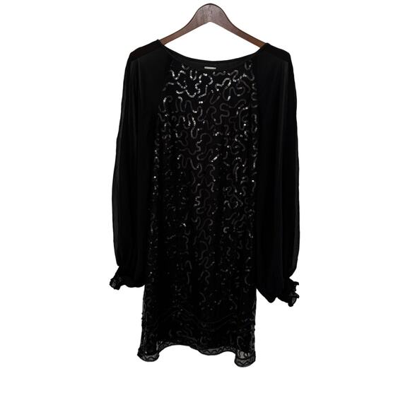 Pearl Georgina Chapman Marchesa NWT Sheer Lined Black Mini Dress Sequins Women 6 - Picture 1 of 11